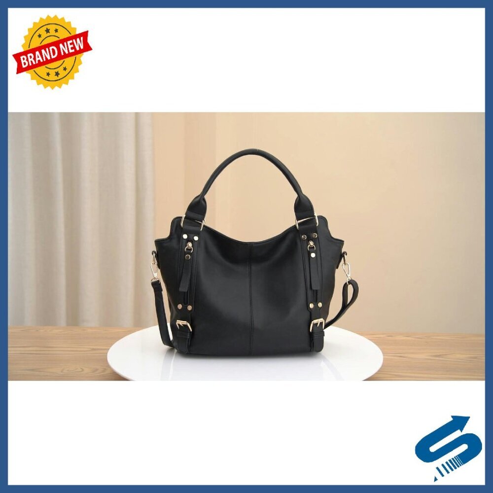 Large Vegan Leather Hobo Bag Set with 8 Pockets & Adjustable Strap - Picture 8 of 8